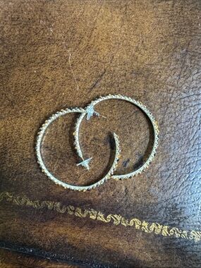Gold-Tone Pave Hoop Earrings - Women's Jewelry